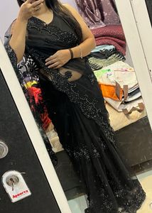 Net Black Saree Party Wear