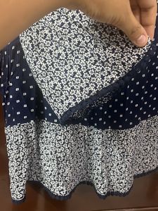 Fame Forever Ink Blue Floral Print Top