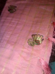 Pink Elephant Embroidered Saree