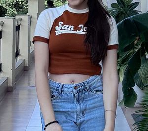 Brown San Jose Crop T-shirt For Girls