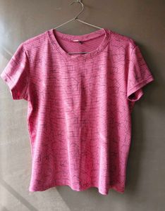 Pink Patterned Casual T-Shirt