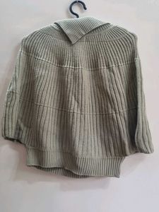 Beige Ribbed Poncho