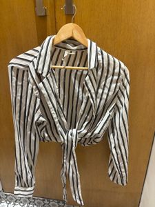 Striped Tie-Front Blouse