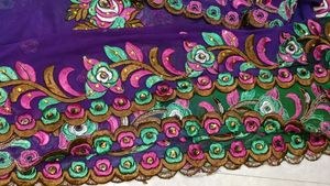 Beautiful Purple Embroidered Dress Material