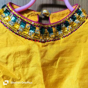 stone studded designer Yellow Blouse