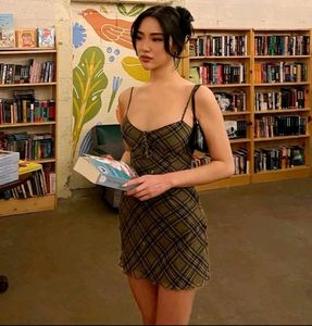 Spaghetti Strap Plaid Mini Sheath Dress