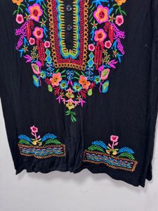 Colourful Floral Black Kurti