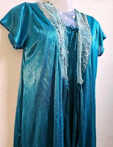 Teal Satin Nightsuit