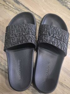 Men Red Tape Black Slides