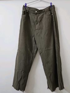 Westside Nuon- Olive Coloured Wide Leg Jeans
