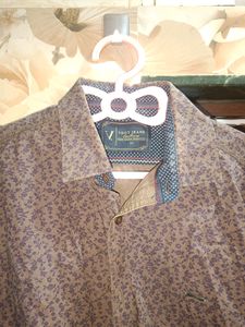 Men Brown Slim Fit Print Full Sleeves Party Shirt