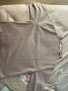 Semi Turtle Neck Beige Top