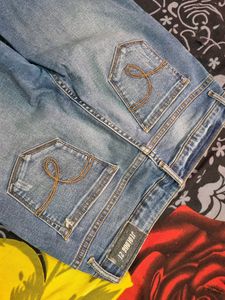 Blue Skinny Distressed Women Jeans