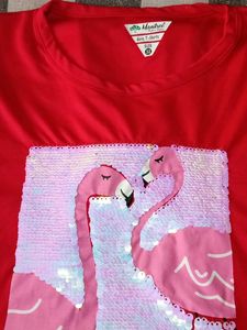 Red Flamingo Sequin T-Shirt
