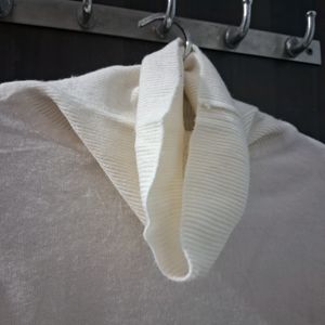 White Full Sleeves  Turtle Neck Tshirt