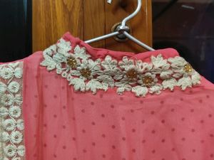 Beautiful Pink &amp; White Dress For Girls