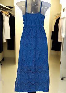 Pintrest Chochet Blue Lace Midi Dress