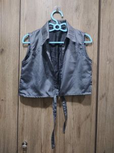 Sleeveless Tie Up Jacket