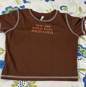 Brown Graphic Cropped Tee