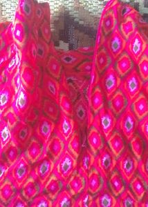 Red Printed Mini Skirt