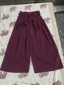 Maroon Wide Leg Pants