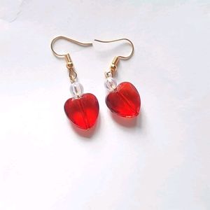 Ruby Red Heart Earrings