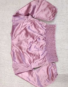 Pink Silk Long Sleeve Top🩷