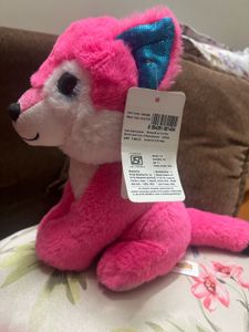 New Soft Toy- Pink &amp; White Plush Fox