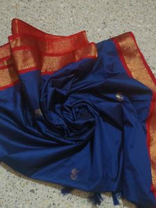 Blue &amp; Red Silk Saree