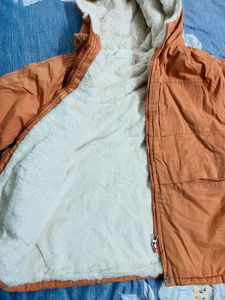 Peach Korean Winter Jacket With Fur