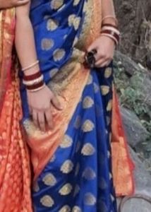 Blue Colure Semi Paithani With Blouse