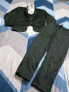 Dark Green Blazer, Vest, & Pant Set