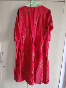 Red Floral Print KURTA AND PAJAMA SET