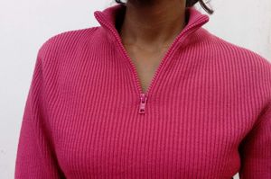 Pink Cropped Zip-Up Sweater