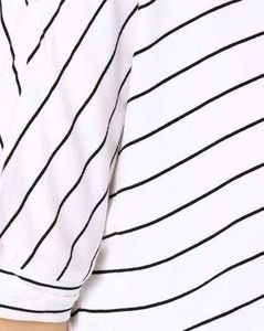 Trendy Striped White &amp; Black Full Sleeve CottonTop