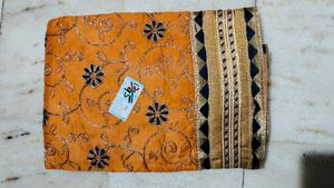 Orange Blue Dress Material