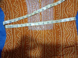 🥭Vibrant Marigold Bandhani cotton Kurta Set🥭🧡