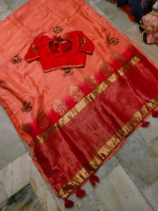 Excellent Quality 💯 Saree With Blouse An Work 😻