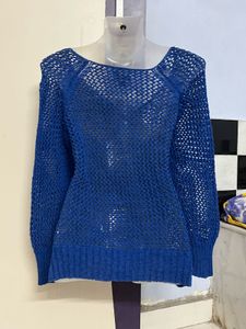 Forever21 Branded Navy Blue Chochet Top