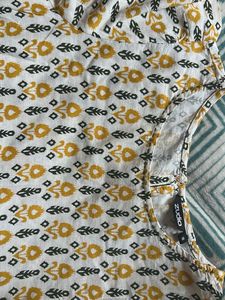 White Printed Short Dress (Side Tie-Up)