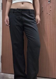 Striped Black Wide Leg Pants