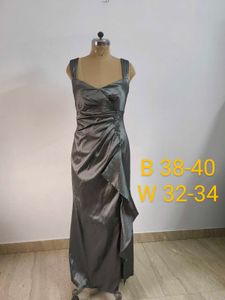 Metallic Gray Evening Gown