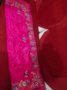 Rani Colour Handwork Design Silk Saree