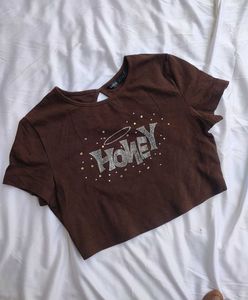 Shein Rhinestone Cute Crop Top