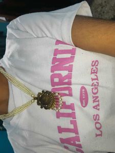 Pearl Necklace with Antique Gold Pendant