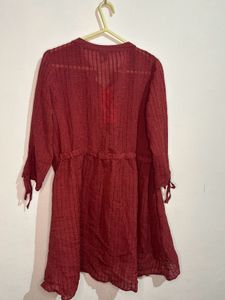 Elegant Burgundy Button-Down Dress