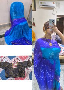 Rajasthani Tie Die Saree And Banarasi Blouse Combo