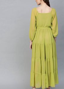 Lime Green Tiered Maxi Dress