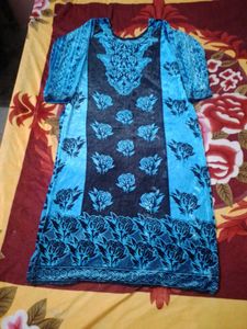Shaneel 2 Kurti combo Black and sky blue