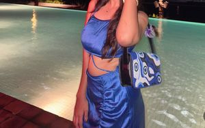 Blue Cutout Mini Dress